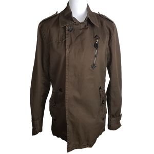 Zara Youth Olive Army Green Utility Coat Jacket Size Medium 100% Cotton Military